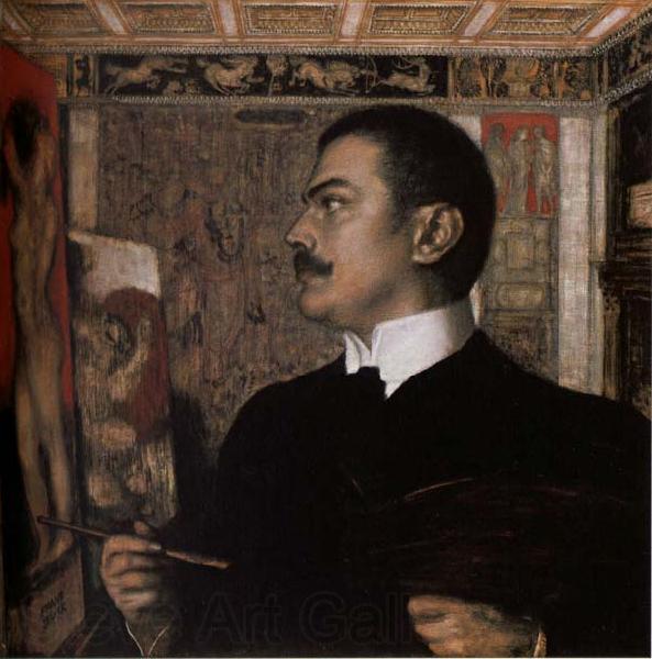 Franz von Stuck Self-Portrait at the Easel Spain oil painting art